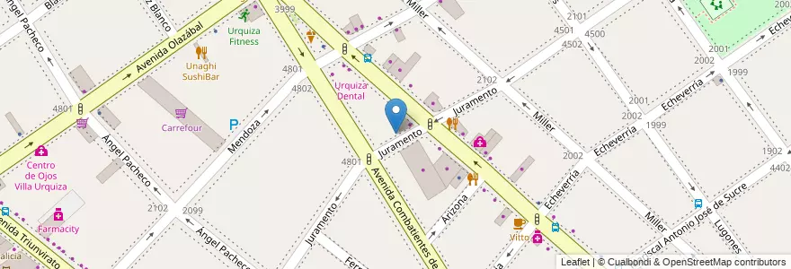 Mapa de ubicacion de Centro de Recuperación, Adaptación y Recreación, Villa Urquiza en آرژانتین, Ciudad Autónoma De Buenos Aires, Comuna 12, Buenos Aires.
