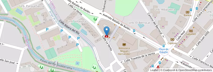 Mapa de ubicacion de Centro de rehabilitación fisiotera y podología Villalba en Sepanyol, Comunidad De Madrid, Comunidad De Madrid, Cuenca Del Guadarrama, Collado Villalba.