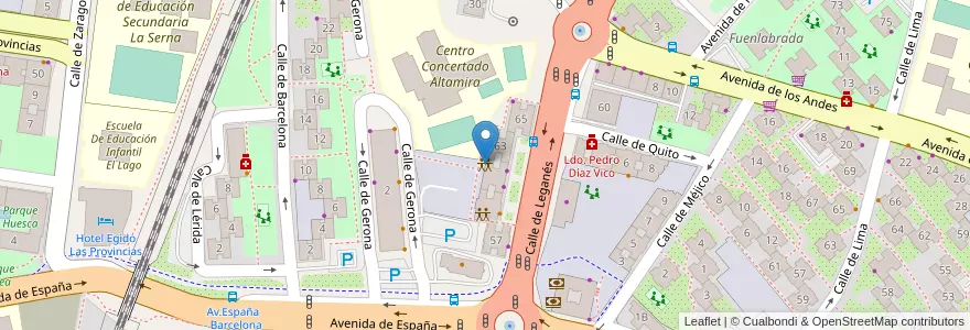Mapa de ubicacion de Centro de Rehabilitación Laboral "Fuenlabrada" en إسبانيا, منطقة مدريد, منطقة مدريد, Área Metropolitana De Madrid Y Corredor Del Henares, Fuenlabrada.