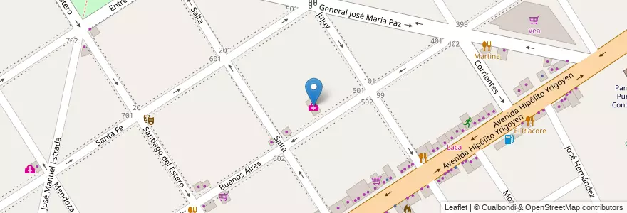 Mapa de ubicacion de Centro de Rehabilitación San Cayetano en Argentine, Province De Buenos Aires, Partido De Tigre, General Pacheco.