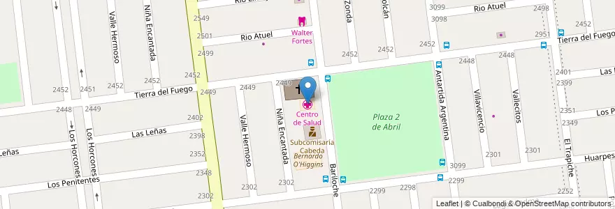 Mapa de ubicacion de Centro de Salud en Argentina, Cile, Mendoza, Departamento Las Heras, Distrito El Challao.