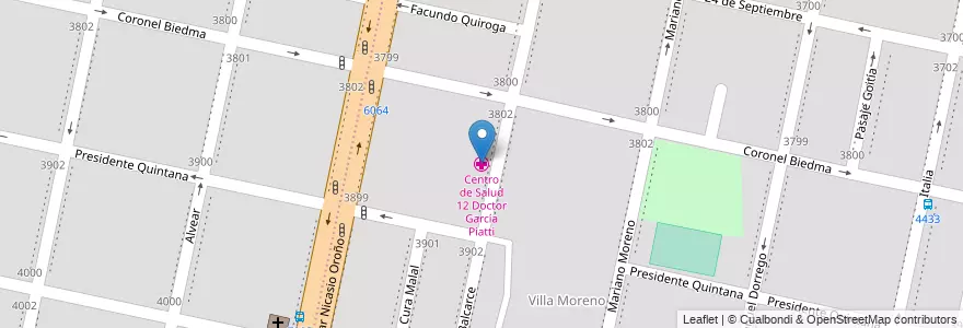 Mapa de ubicacion de Centro de Salud 12 Doctor García Piatti en Argentinië, Santa Fe, Departamento Rosario, Municipio De Rosario, Rosario.