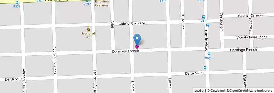 Mapa de ubicacion de Centro de Salud 17 Cáritas Guadalupe en الأرجنتين, سانتا في, Departamento Rosario, Municipio De Rosario, روساريو.