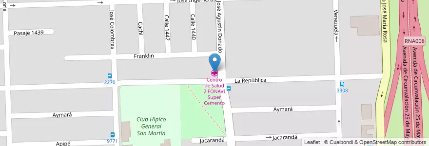 Mapa de ubicacion de Centro de Salud 2 FONAVI Super Cemento en آرژانتین, سانتافه, Departamento Rosario, Municipio De Rosario, تسبیح.