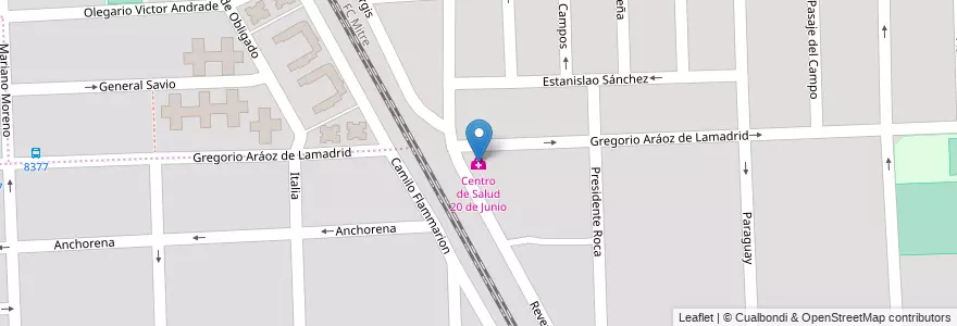 Mapa de ubicacion de Centro de Salud 20 de Junio en Argentina, Santa Fe, Departamento Rosario, Municipio De Rosario, Rosário.