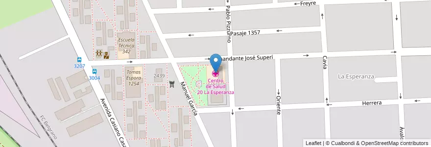 Mapa de ubicacion de Centro de Salud 20 La Esperanza en Argentina, Santa Fe, Departamento Rosario, Municipio De Rosario, Rosario.
