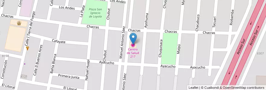 Mapa de ubicacion de Centro de Salud 217 en آرژانتین, شیلی, Mendoza, Godoy Cruz, Departamento Luján De Cuyo, Luján De Cuyo.