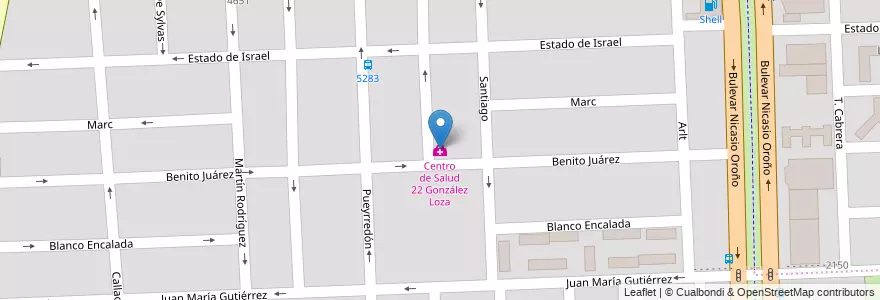 Mapa de ubicacion de Centro de Salud 22 González Loza en Аргентина, Санта-Фе, Departamento Rosario, Municipio De Rosario, Росарио.