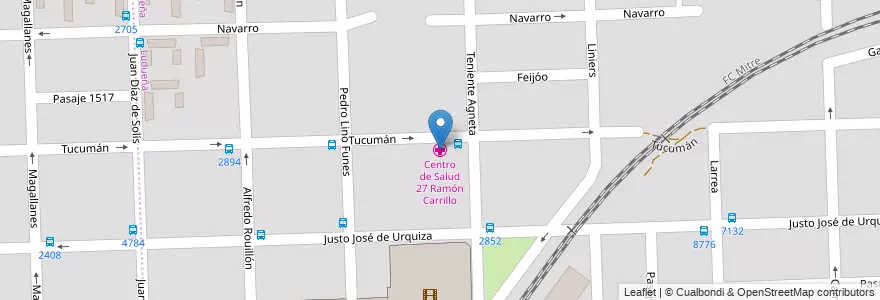 Mapa de ubicacion de Centro de Salud 27 Ramón Carrillo en 阿根廷, Santa Fe, Departamento Rosario, Municipio De Rosario, 罗萨里奥.