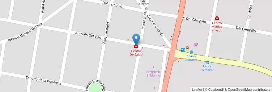 Mapa de ubicacion de Centro De Salud en Аргентина, Кордова, Departamento Punilla, Pedanía Rosario, Municipio De Bialet Massé, Bialet Massé.