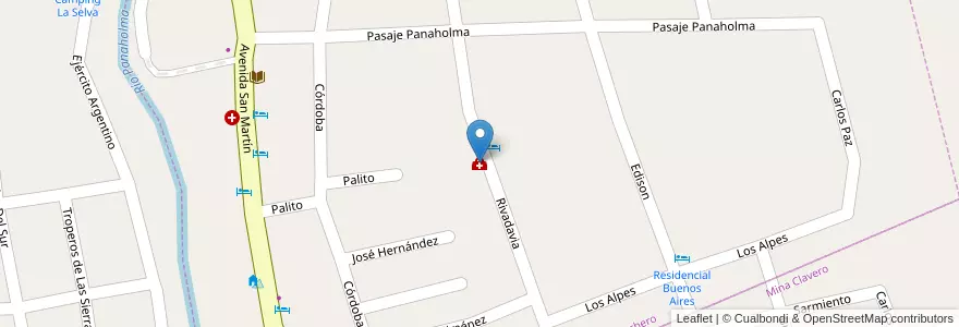 Mapa de ubicacion de Centro de Salud en آرژانتین, Córdoba, Departamento San Alberto, Villa Cura Brochero, Pedanía Tránsito, Municipio De Mina Clavero.