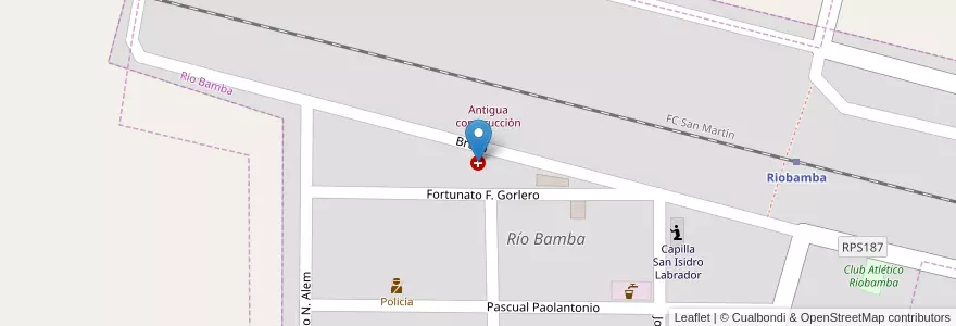 Mapa de ubicacion de Centro de Salud en Аргентина, Кордова, Departamento Presidente Roque Sáenz Peña, Pedanía La Amarga, Comuna De Riobamba, Río Bamba.