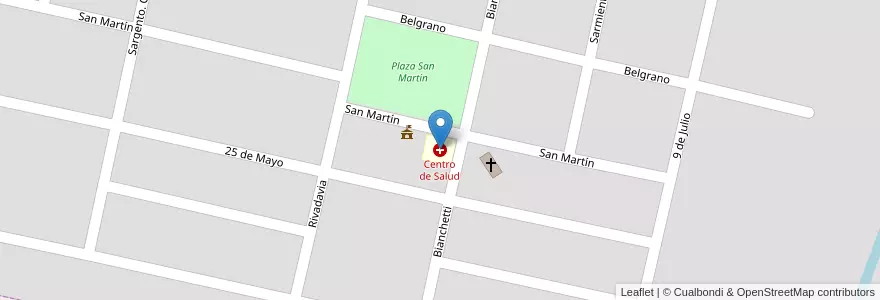 Mapa de ubicacion de Centro de Salud en アルゼンチン, ラ・パンパ州, Departamento Curacó, Municipio De Puelches, Puelches.