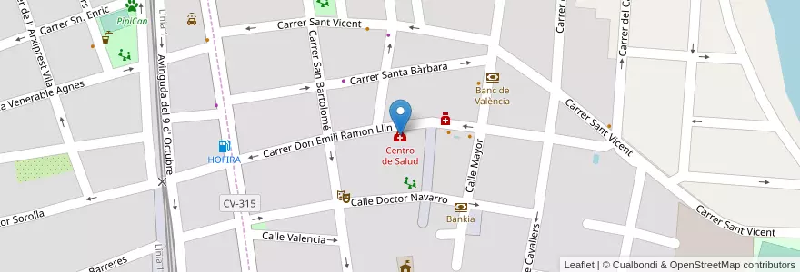 Mapa de ubicacion de Centro de Salud en Spanje, Valencia, Valencia, L'Horta Nord, Moncada.