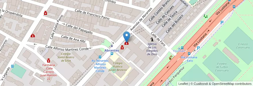 Mapa de ubicacion de Centro de Salud Abrantes en إسبانيا, منطقة مدريد, منطقة مدريد, Área Metropolitana De Madrid Y Corredor Del Henares, مدريد.