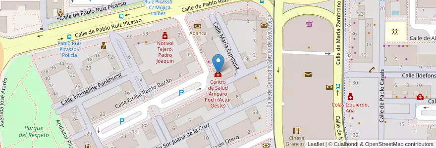 Mapa de ubicacion de Centro de Salud Amparo Poch (Actur Oeste) en Spagna, Aragón, Saragozza, Zaragoza, Saragozza.