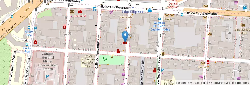 Mapa de ubicacion de Centro de Salud Andrés Mellado en 스페인, Comunidad De Madrid, Comunidad De Madrid, Área Metropolitana De Madrid Y Corredor Del Henares, 마드리드.
