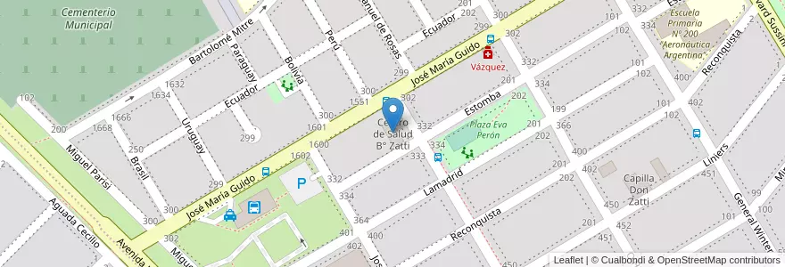 Mapa de ubicacion de Centro de Salud B° Zatti en آرژانتین, استان ریو نگرو، آرژانتین, Departamento Adolfo Alsina, Viedma, Viedma.