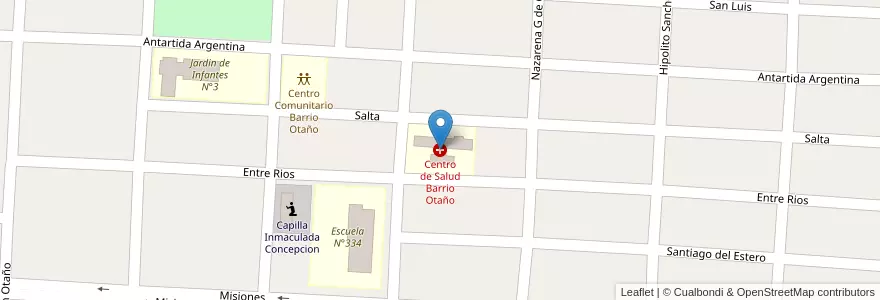 Mapa de ubicacion de Centro de Salud Barrio Otaño en Argentina, Chile, Wilayah Neuquén, Departamento Confluencia, Municipio De Plaza Huincul.