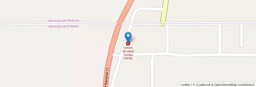 Mapa de ubicacion de Centro de salud Campo Hardy en Argentine, Santa Fe, Departamento General Obligado, Municipio De El Rabón.