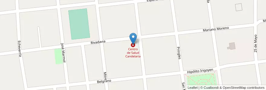 Mapa de ubicacion de Centro de Salud Candelaria en Arjantin, San Luis, Ayacucho, Municipio De Candelaria.