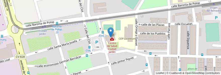 Mapa de ubicacion de Centro de Salud Ciudad Jardín en Испания, Валенсия, Аликанте, Алаканти, Аликанте.