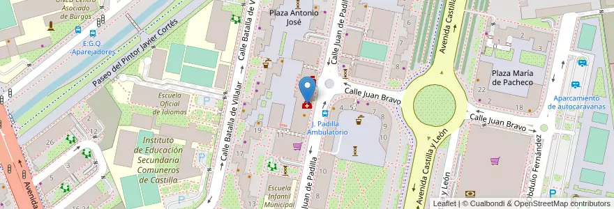 Mapa de ubicacion de Centro de Salud Comuneros en İspanya, Castilla Y León, Burgos, Alfoz De Burgos, Burgos.