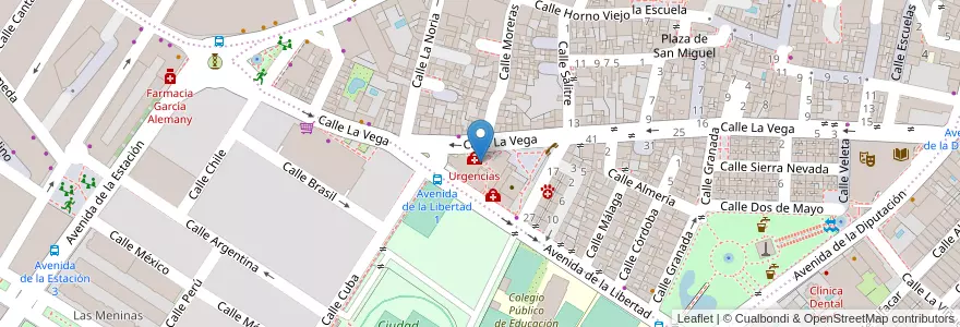 Mapa de ubicacion de Centro de Salud de Atarfe en Espanha, Andaluzia, Granada, Comarca De La Vega De Granada, Atarfe.