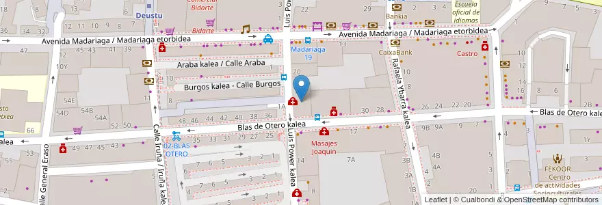 Mapa de ubicacion de Centro de salud de Deusto en Испания, Страна Басков, Bizkaia, Bilboaldea, Бильбао.