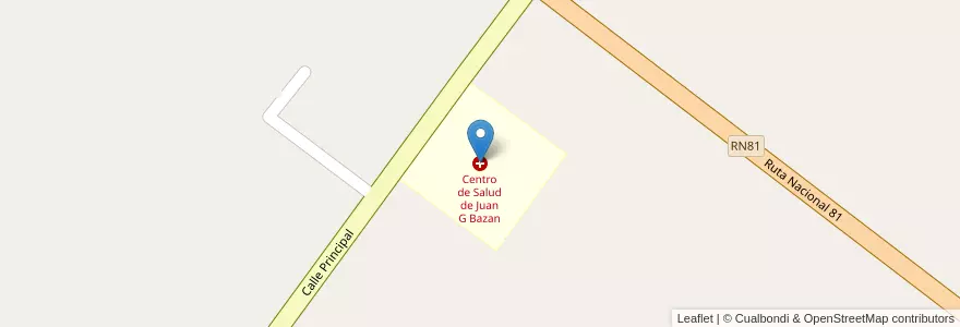 Mapa de ubicacion de Centro de Salud de Juan G Bazan en 아르헨티나, Formosa, Departamento Patiño, Municipio De Juan G. Bazán.