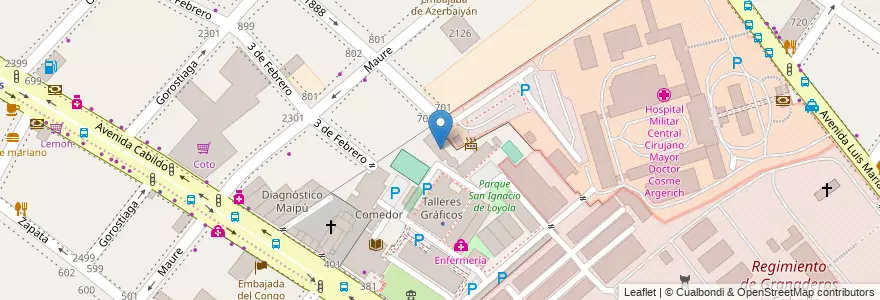 Mapa de ubicacion de Centro de salud de las fuerzas armadas "Veteranos de Malvinas", Palermo en アルゼンチン, Ciudad Autónoma De Buenos Aires, ブエノスアイレス, Comuna 14.