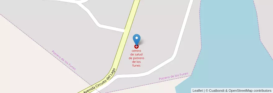 Mapa de ubicacion de centro de salud de potrero de los funes en Argentine, San Luis, Juan Martín De Pueyrredón, Comisión Municipal De Potrero De Los Funes.