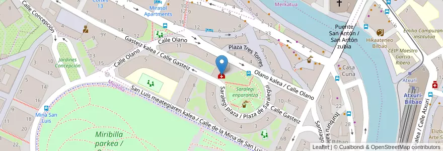 Mapa de ubicacion de Centro de Salud de Saralegi en España, Euskadi, Bizkaia, Bilboaldea, Bilbao.