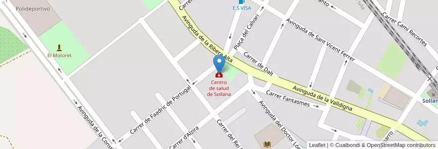 Mapa de ubicacion de Centro de salud de Sollana en Spagna, Comunitat Valenciana, Valencia, La Ribera Baixa, Sollana.