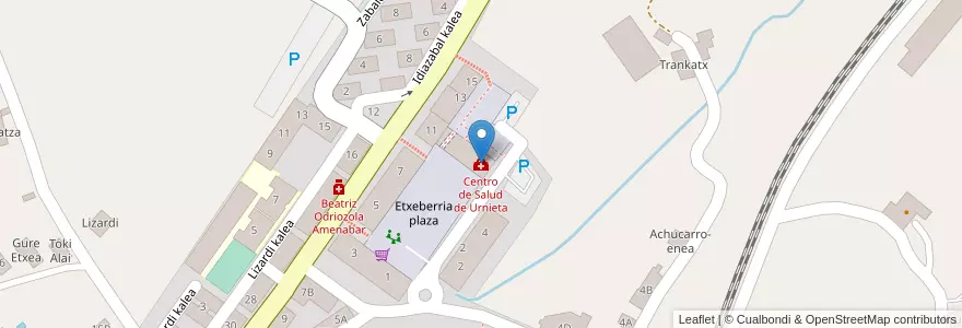 Mapa de ubicacion de Centro de Salud de Urnieta en İspanya, Bask Bölgesi, Gipuzkoa, Donostialdea, Urnieta.