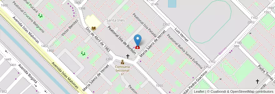 Mapa de ubicacion de Centro de Salud Delia Medina del Barrio Santa Inés en アルゼンチン, チャコ州, Departamento San Fernando, Resistencia, Resistencia.