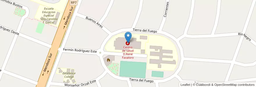 Mapa de ubicacion de Centro de salud D.René Favaloro en Arjantin, San Juan, Şili, Rawson.