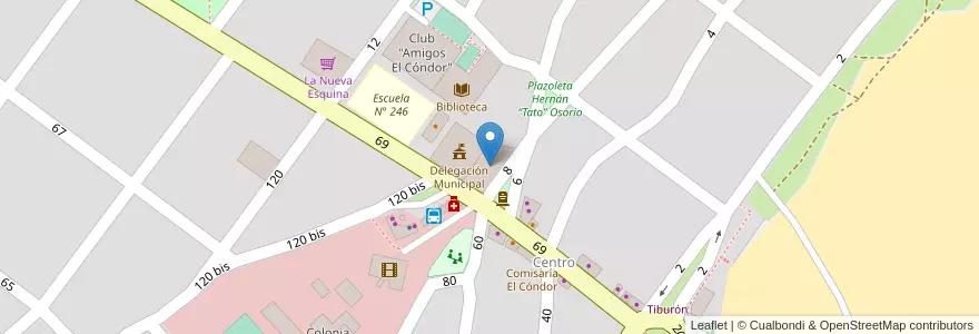 Mapa de ubicacion de Centro de Salud El Cóndor en Аргентина, Рио-Негро, Departamento Adolfo Alsina, Viedma, El Condor.