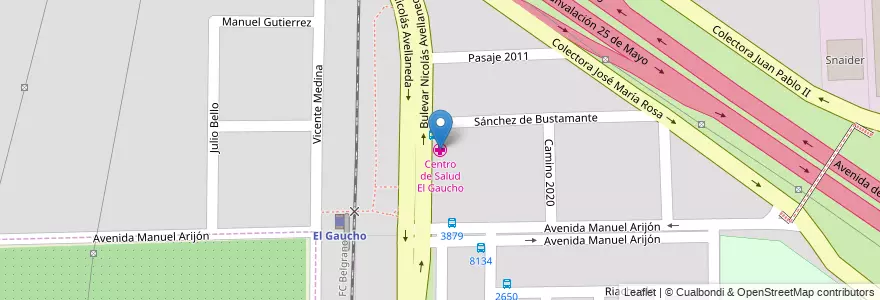 Mapa de ubicacion de Centro de Salud El Gaucho en Argentinien, Santa Fe, Departamento Rosario, Municipio De Rosario, Rosario.