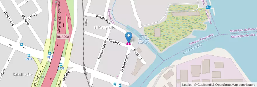 Mapa de ubicacion de Centro de Salud El Mangrullo en Аргентина, Санта-Фе, Departamento Rosario, Municipio De Rosario, Росарио.