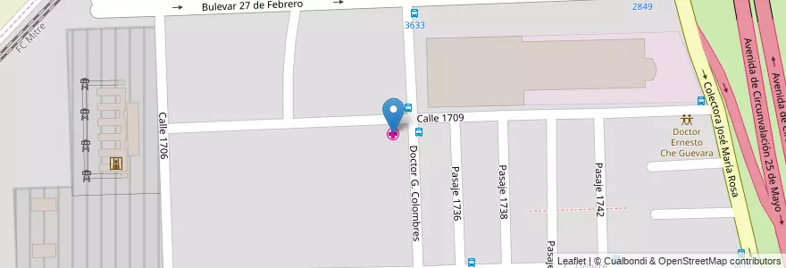 Mapa de ubicacion de Centro de Salud Ernesto Che Guevara en الأرجنتين, سانتا في, Departamento Rosario, Municipio De Rosario.