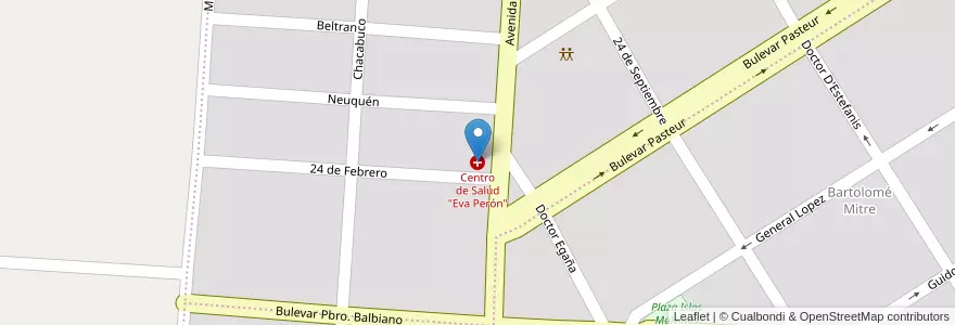 Mapa de ubicacion de Centro de Salud "Eva Perón" en Argentina, Santa Fe, Departamento San Jerónimo, Municipio De Gálvez, Gálvez.
