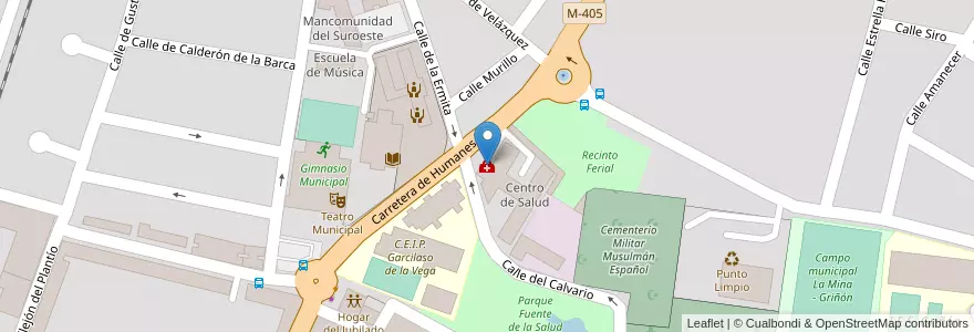 Mapa de ubicacion de Centro de Salud Griñón en スペイン, マドリード州, Comunidad De Madrid, Comarca Sur, Griñón.