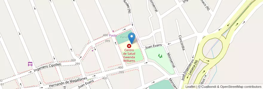 Mapa de ubicacion de Centro de Salud Gwenda Williams en آرژانتین, چوبوت, Trelew, Departamento Rawson.