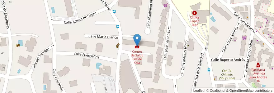 Mapa de ubicacion de Centro de Salud Isla de Oza en Spain, Community Of Madrid, Community Of Madrid, Área Metropolitana De Madrid Y Corredor Del Henares, Madrid.