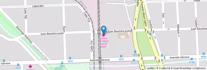 Mapa de ubicacion de Centro de Salud Juan B. Justo en Argentinien, Santa Fe, Departamento Rosario, Municipio De Rosario, Rosario.