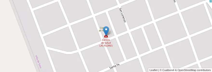 Mapa de ubicacion de Centro de Salud LAS FLORES en Arjantin, Córdoba, Departamento Cruz Del Eje, Pedanía Higueras, Municipio De Villa De Soto.
