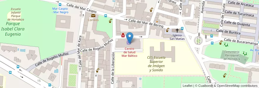 Mapa de ubicacion de Centro de Salud Mar Báltico en إسبانيا, منطقة مدريد, منطقة مدريد, Área Metropolitana De Madrid Y Corredor Del Henares, مدريد.