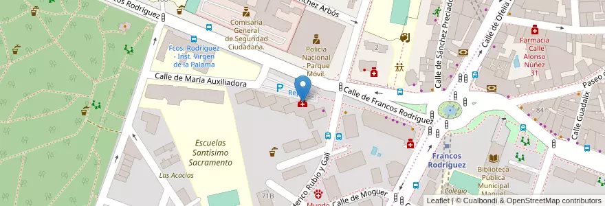 Mapa de ubicacion de Centro de Salud María Auxiliadora en 西班牙, Comunidad De Madrid, Comunidad De Madrid, Área Metropolitana De Madrid Y Corredor Del Henares, Madrid.