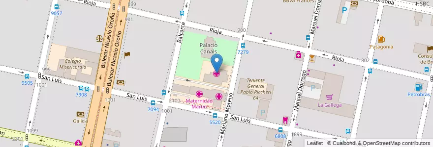 Mapa de ubicacion de Centro de Salud "Martin" en الأرجنتين, سانتا في, Departamento Rosario, Municipio De Rosario, روساريو.